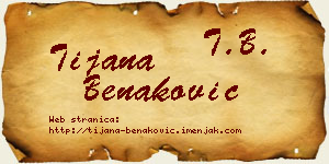 Tijana Benaković vizit kartica